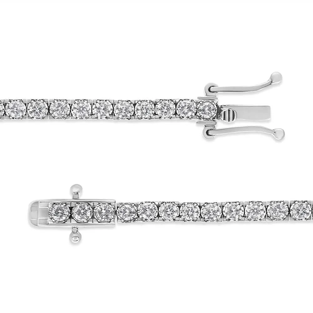 14K White Gold 3.0 Cttw Round-Cut Lab Grown Diamond Miracle Bracelet