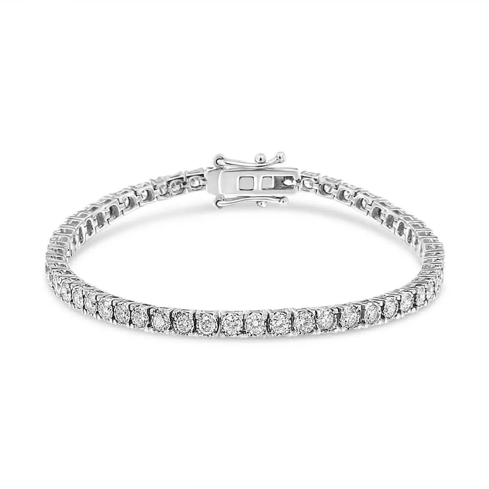 14K White Gold 3.0 Cttw Round-Cut Lab Grown Diamond Miracle Bracelet