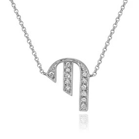 14K White Gold Armenian Initial Diamond Necklace