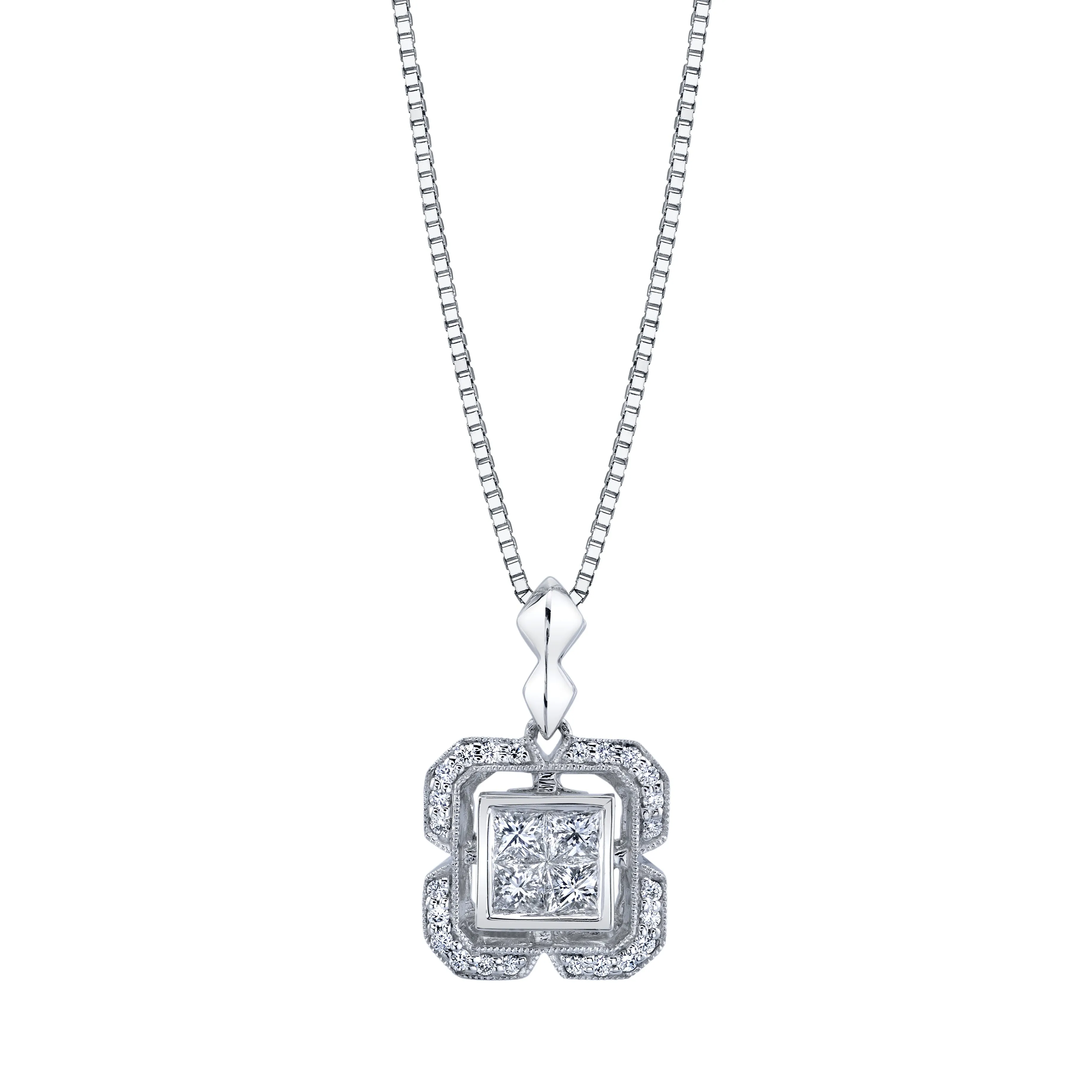 14K White Gold Diamond Necklace