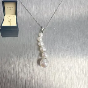 14k White Gold Six Pearl Graduated Journey Pendant Necklace 18" 2.9g - Blue Nile