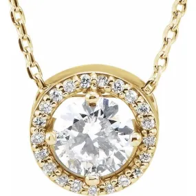 14K Yellow 1/2 CTW Natural Diamond Halo-Style 16" Necklace