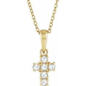 14K Yellow Gold 1/6 CTW Rose-Cut Natural Diamond Cross 16-18" Necklace