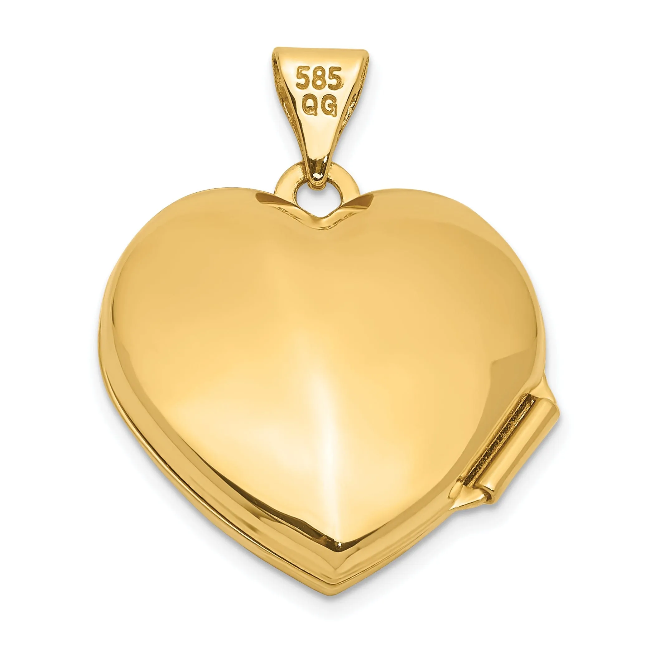 14k Yellow Gold 18MM Heart Two Flower Locket