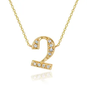 14K Yellow Gold Armenian Initial Diamond Necklace