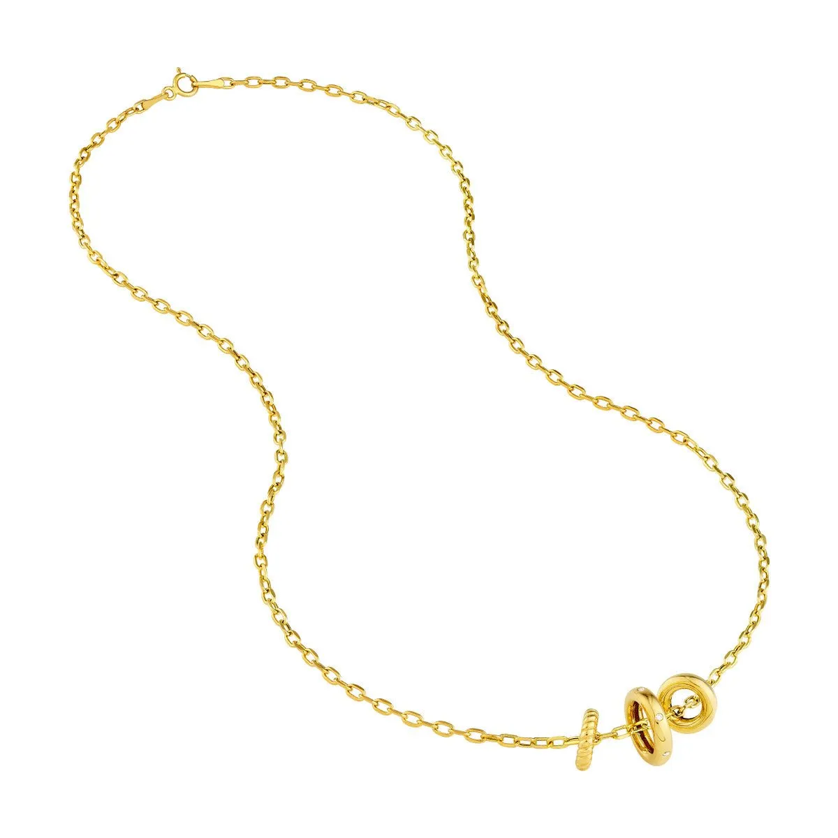 14K Yellow Gold Diamond Circle Trio Necklace