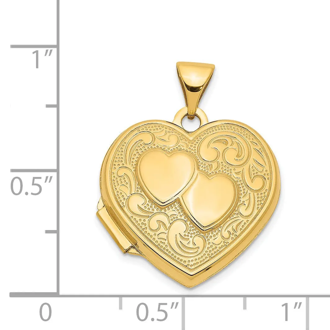 14k Yellow Gold Double Heart Locket