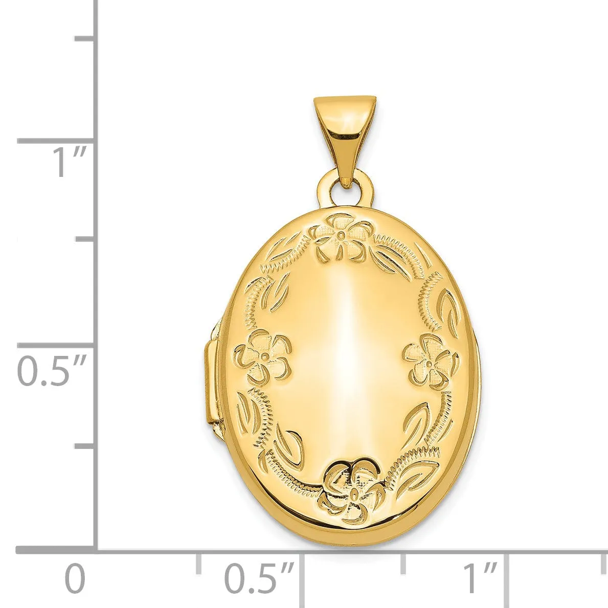 14k Yellow Gold Hand Engraved Oval Locket Pendant