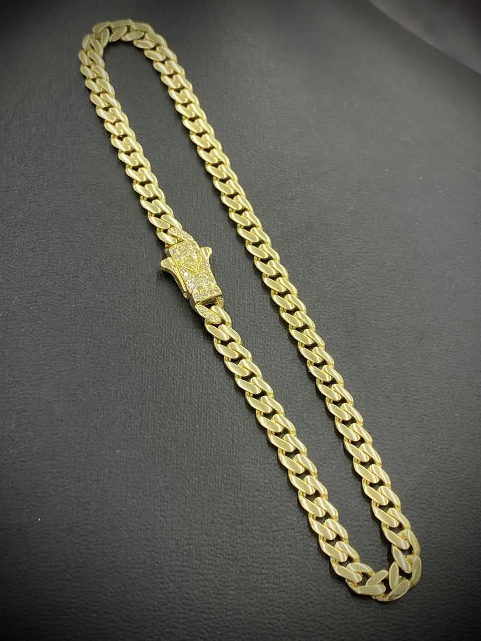 14K Yellow Gold Monaco Anklet Bracelet Womens Box Clasp 10" 5mm CZ Foot Bracelet