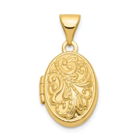 14k Yellow Gold Oval Locket Pendant