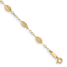 14K Yellow Gold Puff Rice Bead Anklet