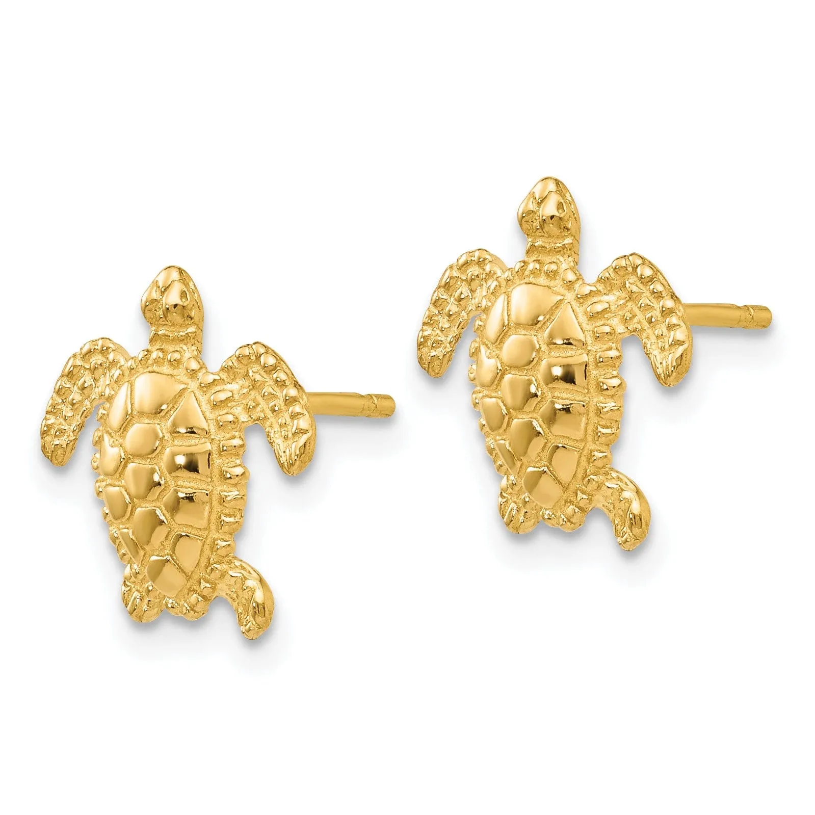 14k Yellow Gold Sea Turtle Post Earring