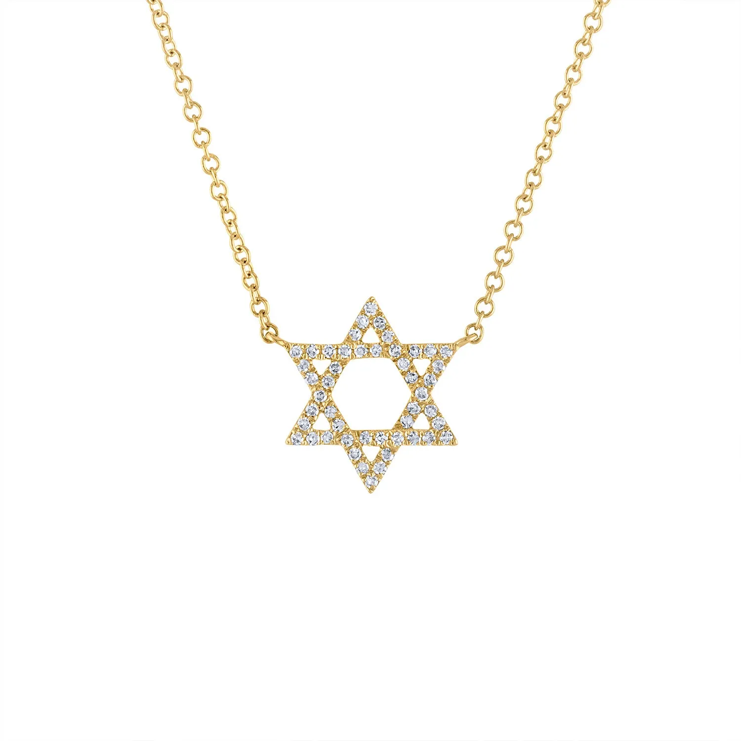 14KT GOLD DIAMOND OUTLINE STAR OF DAVID NECKLACE