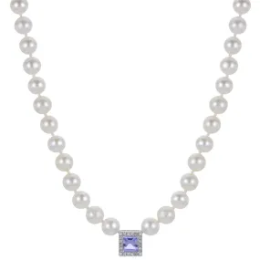 14KW Freshwater Pearl, Tanzanite, & Diamond Pearl Strand w/ 0.12 ctw Dia.