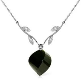 15.52 Carat 14K Solid White Gold Necklace Diamond Twisted Briolette Black Spinel