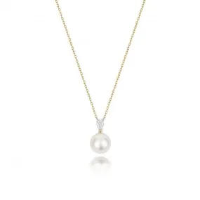 18ct Gold Diamond & Akoya Pearl Necklace NDQ205