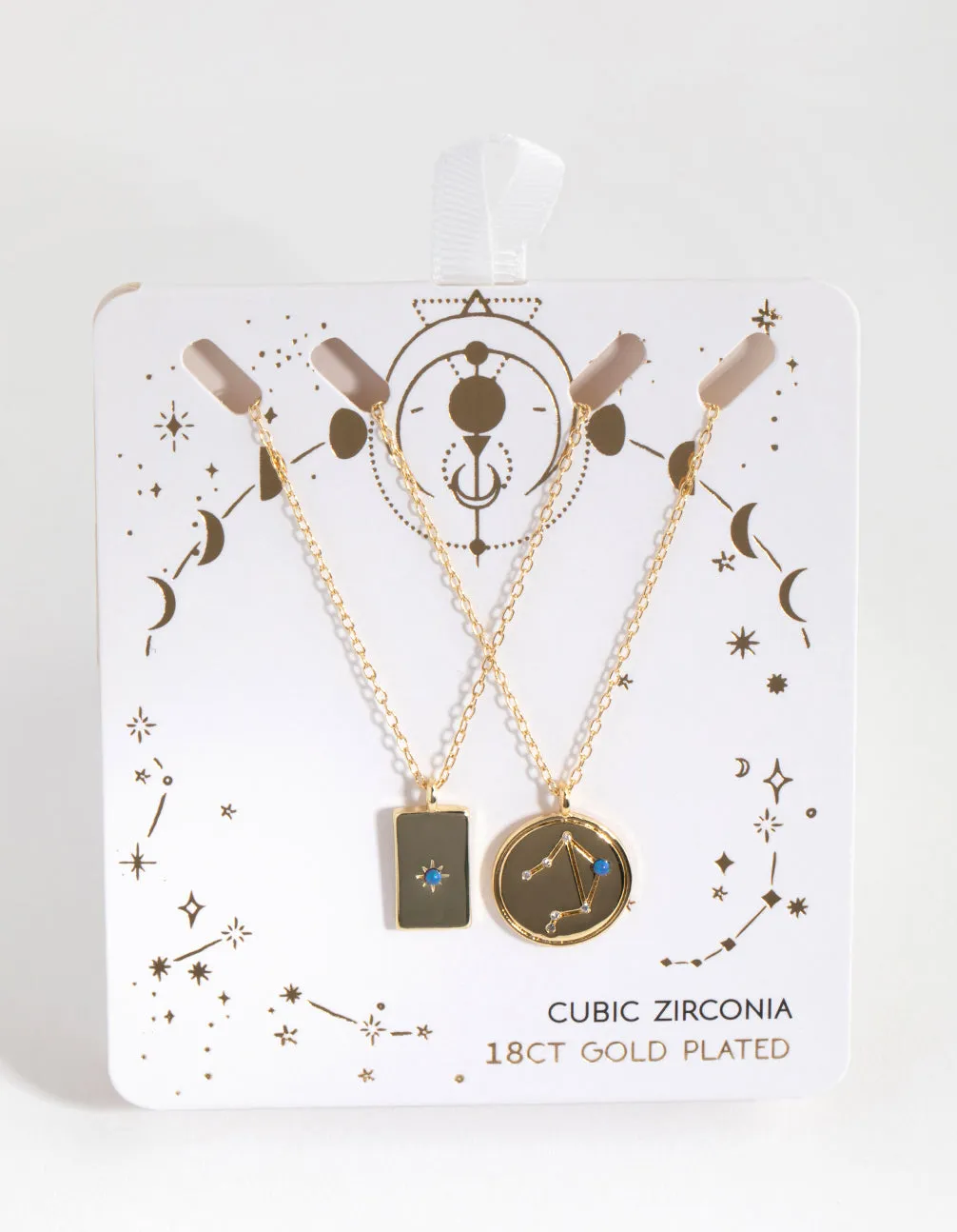 18ct Gold Plated Cubic Zirconia Libra Necklace Set