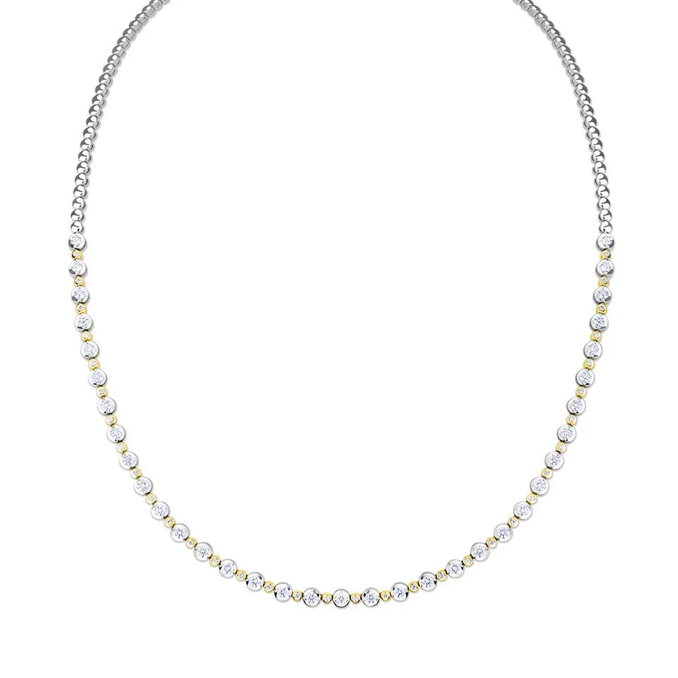 18ct White And Yellow Gold 2.00ct Round Brilliant Cut Diamond Necklace