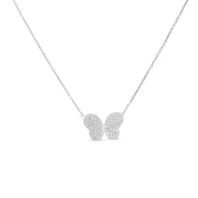 18ct White Gold Diamond Butterfly Pendant Necklace 17"