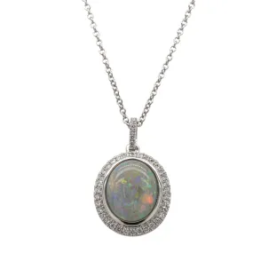 18ct White Gold Opal & Diamond Isla Pendant