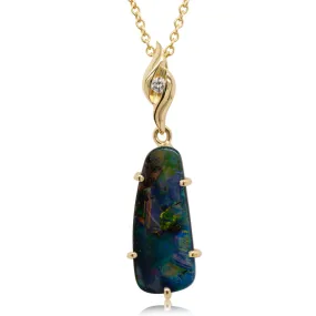 18ct Yellow Gold Opal & Diamond Necklace