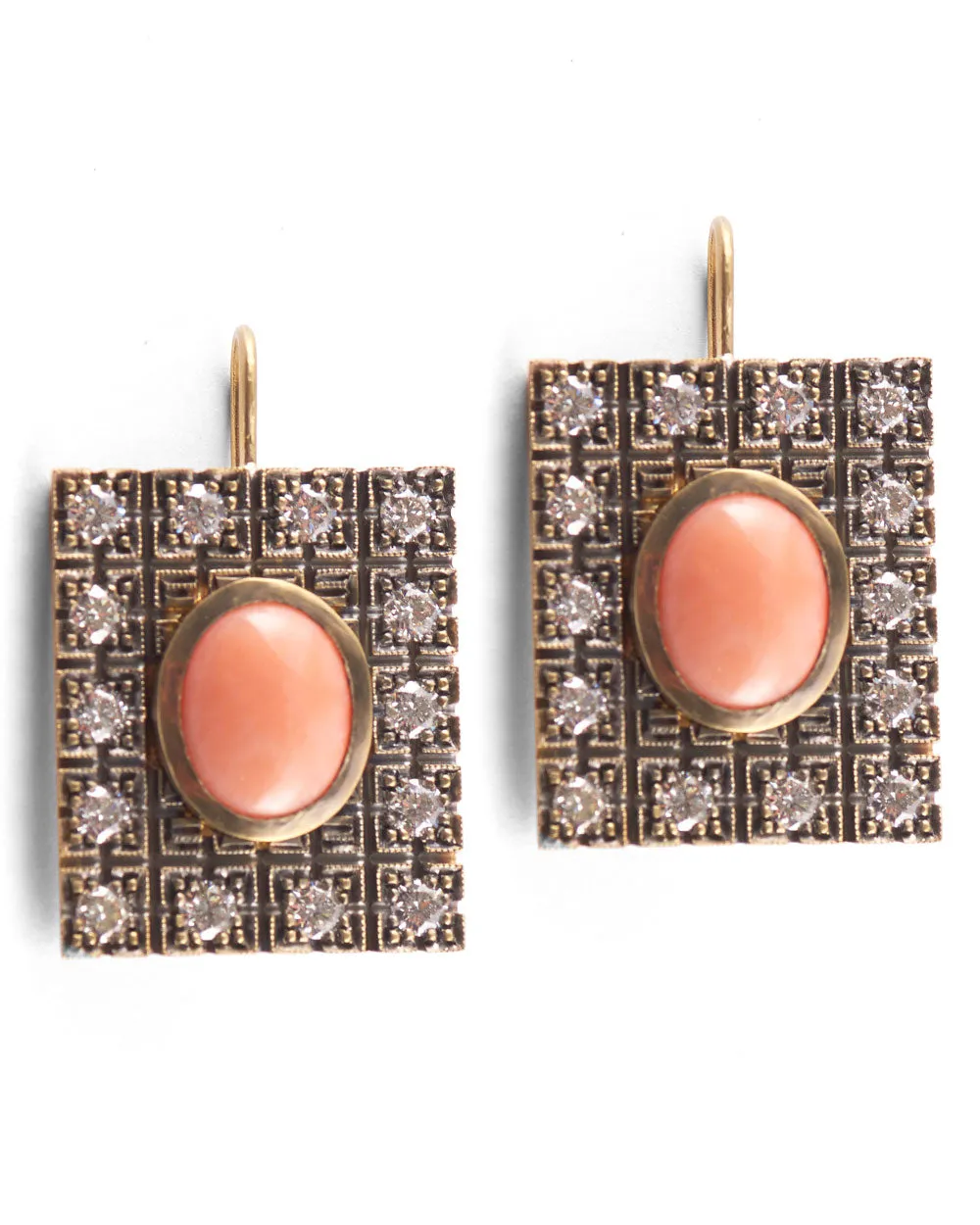 18k Gold, Diamond, and Coral Renee Earrings