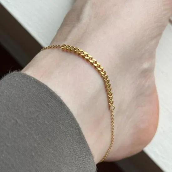 18k Gold-Filled Cuban Link Anklet - Anklet For Women - Gold Anklet - Eva Anklet