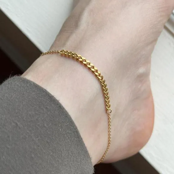 18k Gold-Filled Cuban Link Anklet - Anklet For Women - Gold Anklet - Eva Anklet