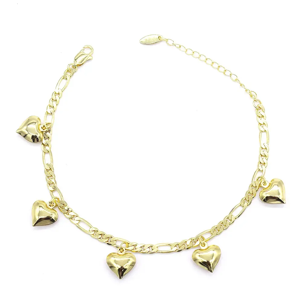 18K Gold-Filled Heart Charm Anklet For Women