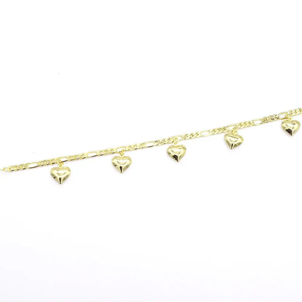 18K Gold-Filled Heart Charm Anklet For Women