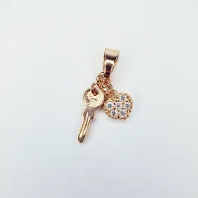 18K Gold Filled Micro Pave Key To My Heart Charm (KC Gold)