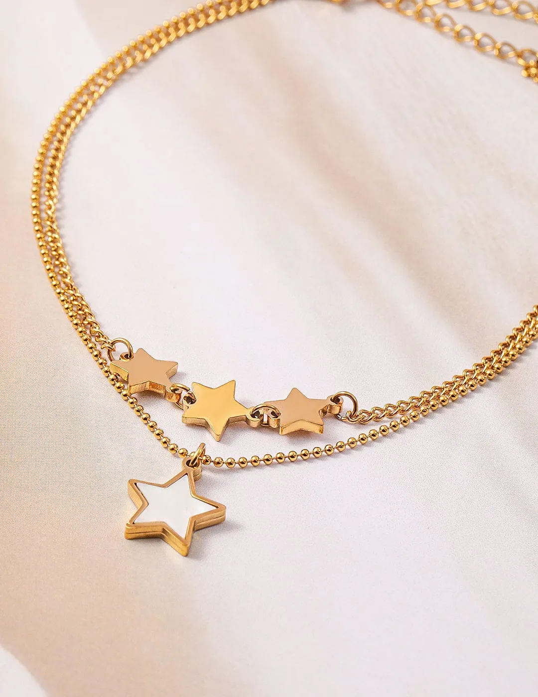 18K Gold Plated Stainless Steel Tarnish-Free Waterproof Star Charm Anklet