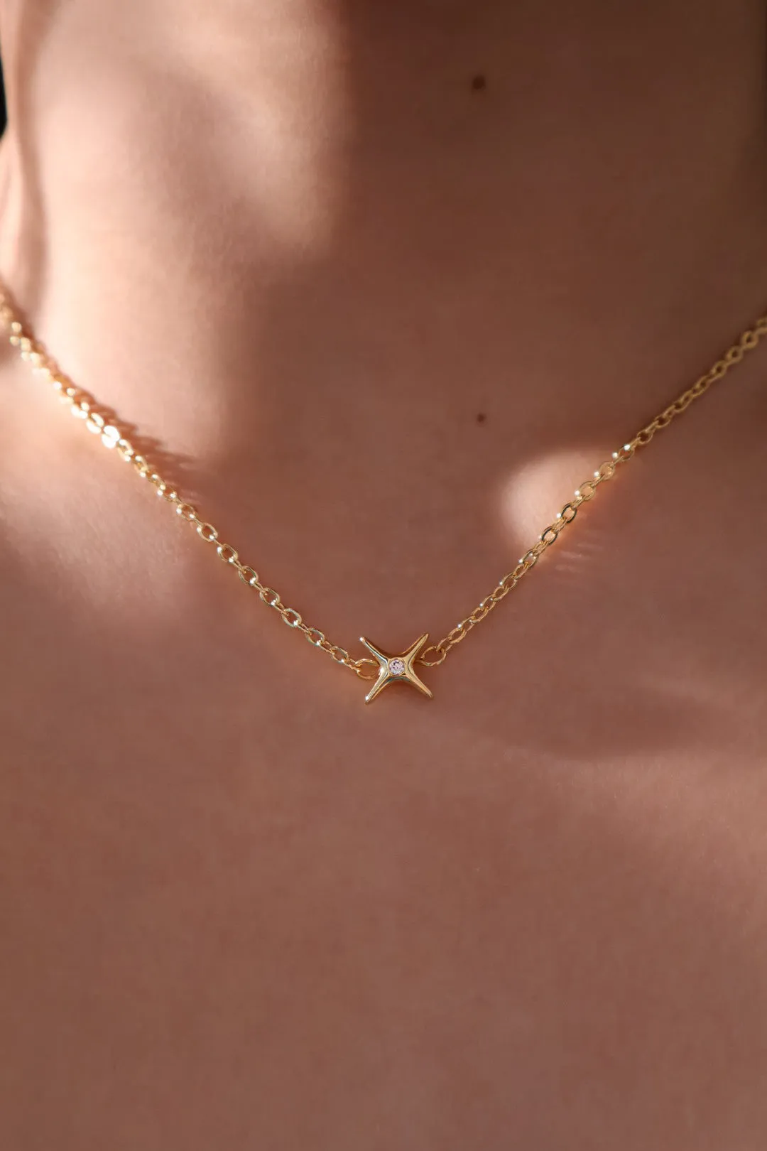 18K Real Gold Plated Diamond Star Layer Necklace