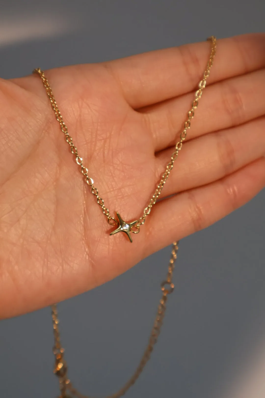 18K Real Gold Plated Diamond Star Layer Necklace