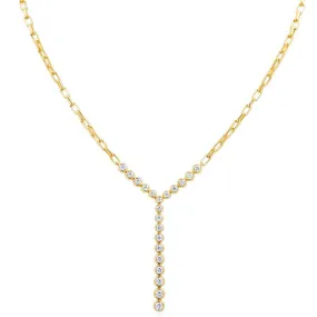 18k Yellow Gold Diamond Stiletto Diamond Necklace