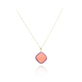 18kt Yellow Gold Coral and Pink Sapphire Pendant