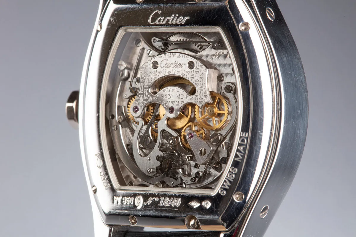 1996 Platinum Cartier Tortue XL Tourbillon Chronograph Mono Pusher No.18/40 with Box