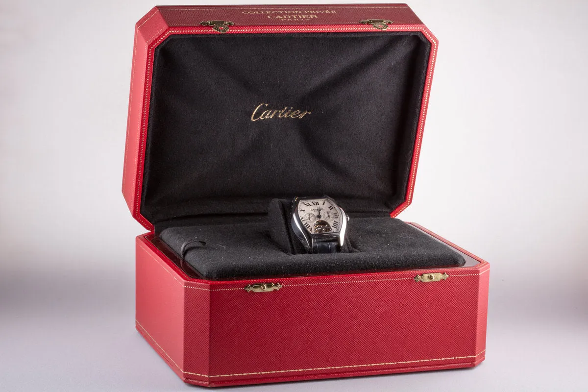 1996 Platinum Cartier Tortue XL Tourbillon Chronograph Mono Pusher No.18/40 with Box