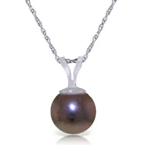 2 Carat 14K Solid White Gold Necklace Natural Black Pearl