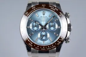 2016 Rolex Platinum Daytona 116506 Factory Glacier Blue Diamond Dial with Box and Papers