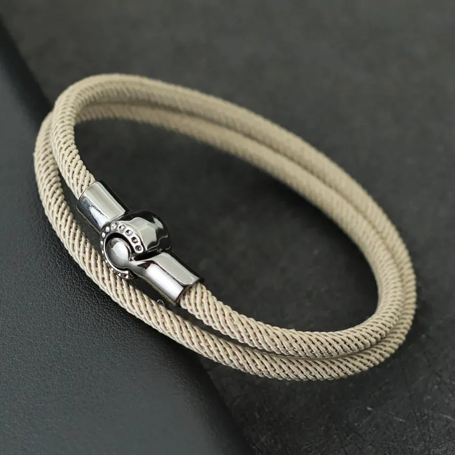 2024 Fashion Men Rope Bracelet Black Magnet Buckle Double Layer Cord Nautical Braslet Pulseras Para Hombre Gift For Him Handmade