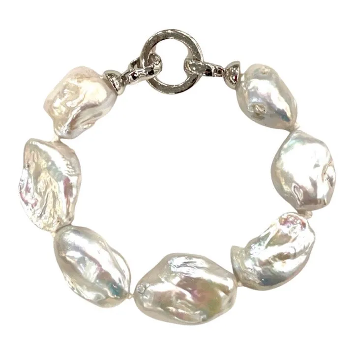 205-01-S | STONE PEARL BRACELET (WHITE ON SILVER)