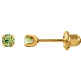 24K Gold-Plated Stainless Steel Imitation Peridot Inverness® Piercing Earrings