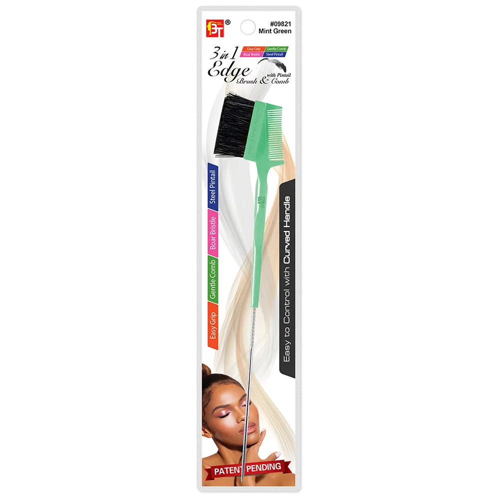 3 in 1 Edge Brush & Comb with Pintail-Easy Grip Handle