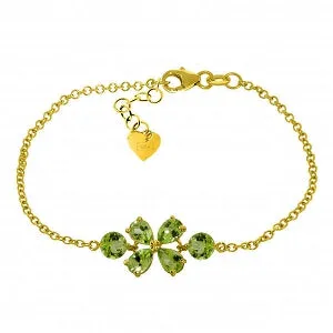 3.15 Carat 14K Solid Yellow Gold Bracelet Natural Peridot