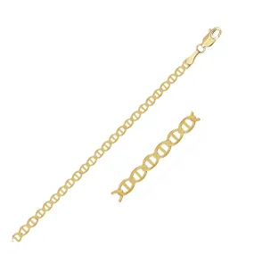 3.2mm 14k Yellow Gold Mariner Link Anklet