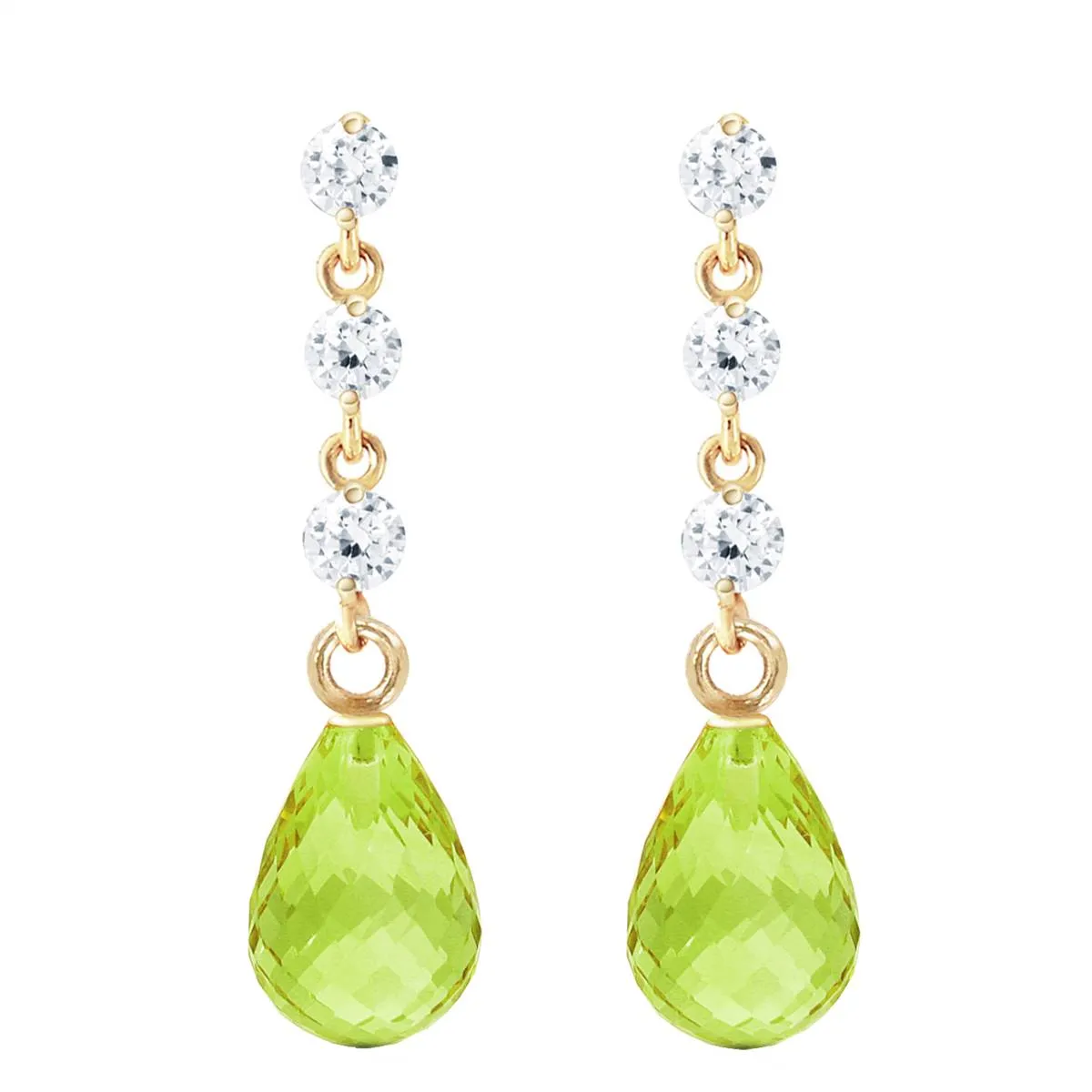 3.3 Carat 14K Solid Yellow Gold Prance Peridot Diamond Earrings