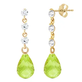 3.3 Carat 14K Solid Yellow Gold Prance Peridot Diamond Earrings