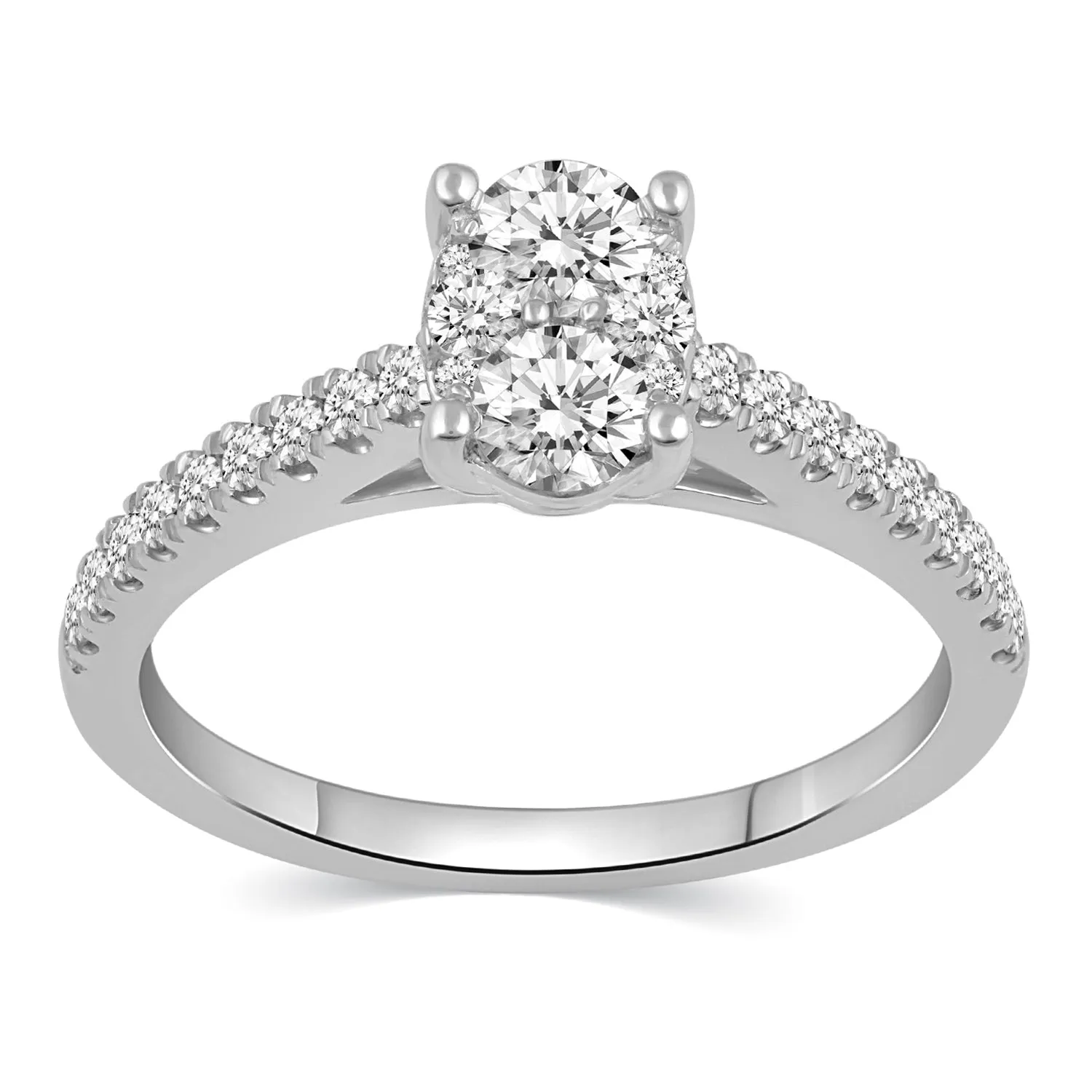 3/4ctw Diamond Oval Classic Engagement Ring in Sterling Silver