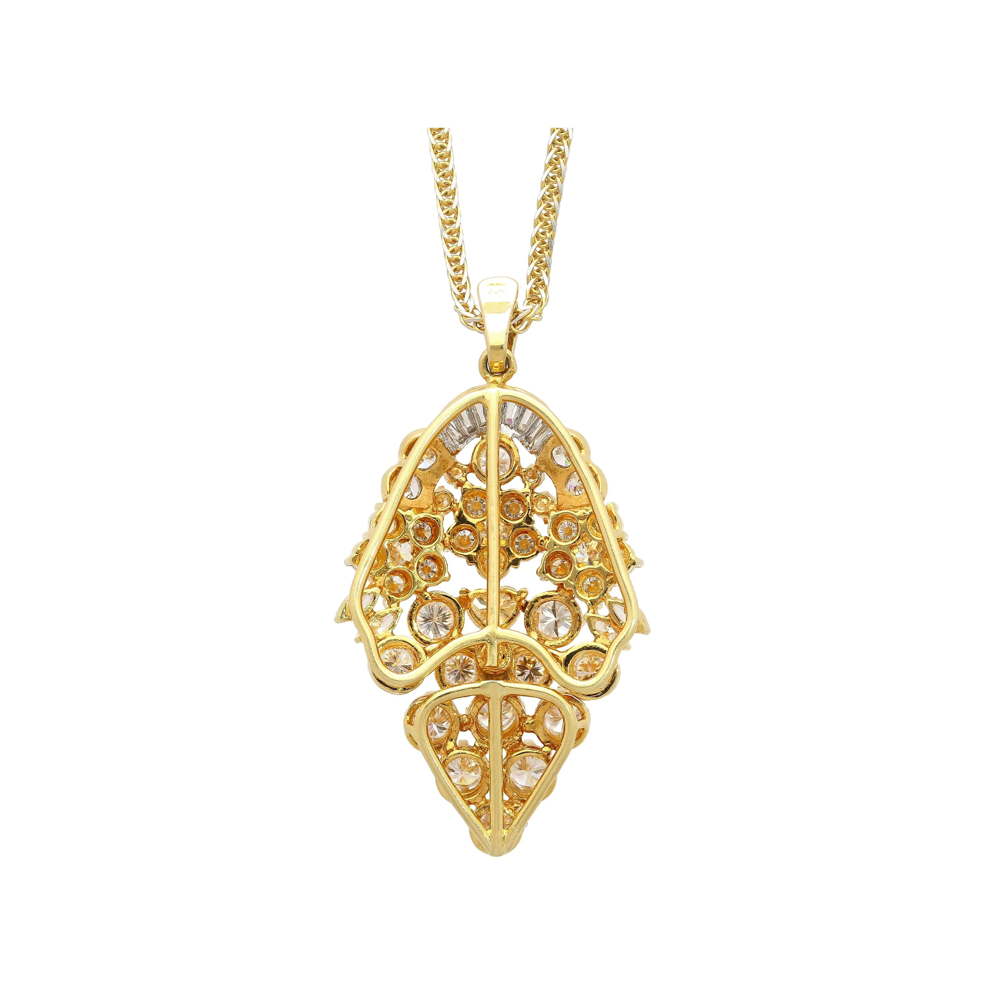 5 CTTW Diamond Cluster Multi Cut Pendant in 18K Yellow Gold Necklace